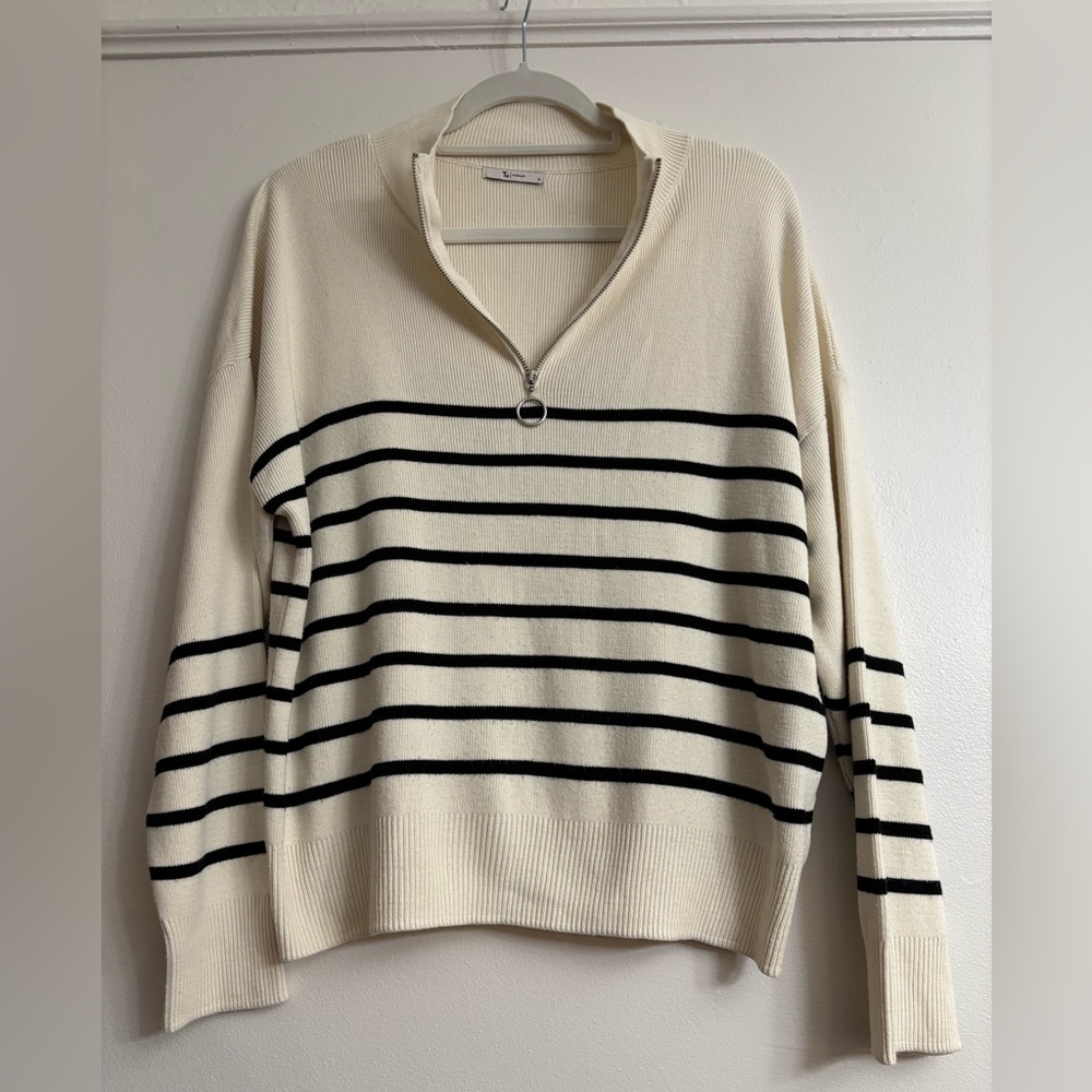 🦓 Striped Cream & Black Women's Sweater
